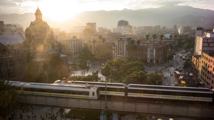 Vue sur le centre de Medellin, Colombie. Janvier 2014