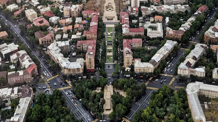 Vue aérienne des bâtiments d'Erevan